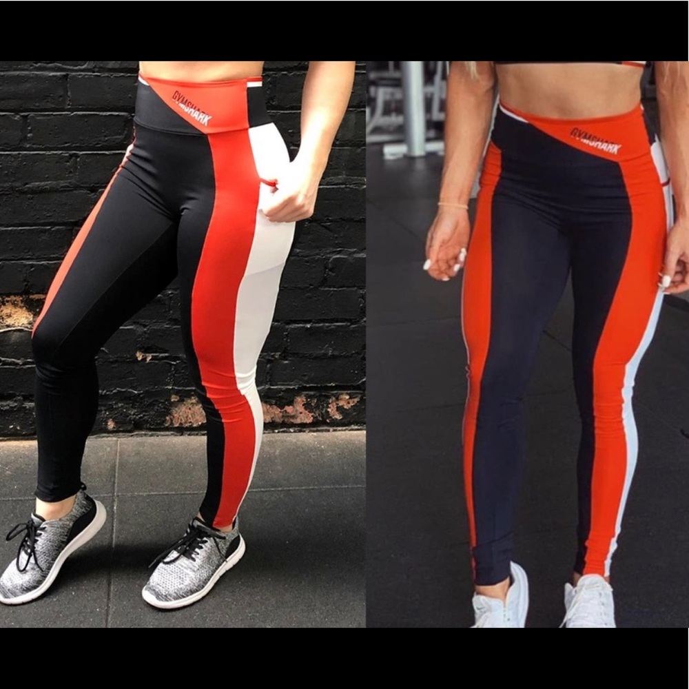 Gymshark Colourblock Black Red White High Rise Leggings